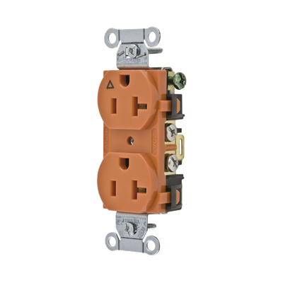 HUBBELL - Contacto Dúplex Conexión a Tierra Aislada/ 20 A 125 V/ 2 polos 3 Hilos/ Color naranja/ Nema 5- 20R/ Grado Comercial.