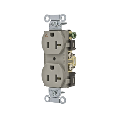 HUBBELL - Contacto Dúplex Conexión a Tierra Aislada/ 20 A 125 V/ 2 polos 3 Hilos/ Color Gris/ Nema 5- 20R/ Grado Comercial.