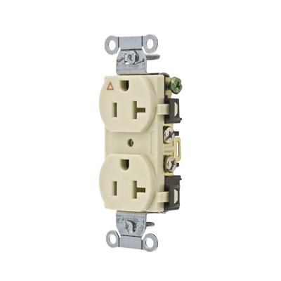 HUBBELL - Contacto Dúplex Conexión a Tierra Aislada/ 20 A 125 V/ 2 polos 3 Hilos/ Color Marfil/ Nema 5- 20R/ Grado Comercial.
