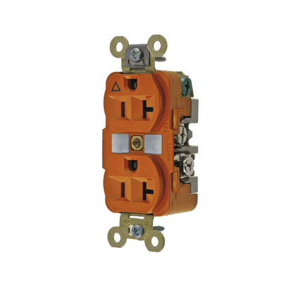 HUBBELL - Contacto Dúplex Conexión a Tierra Aislada/ 20 A 125 V/ 2 polos 3 Hilos/ Color Naranja/ Nema 5- 20R/ Grado Industrial.