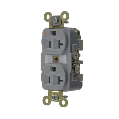HUBBELL - Contacto Dúplex Conexión a Tierra Aislada/ 20 A 125 V/ 2 polos 3 Hilos/ Color Gris/ Nema 5- 20R/ Grado Industrial.