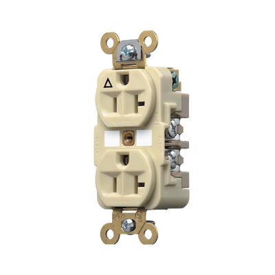 HUBBELL - Contacto Dúplex Conexión a Tierra Aislada/ 20 A 125 V/ 2 polos 3 Hilos/ Color Marfil/ Nema 5- 20R/ Grado Industrial.