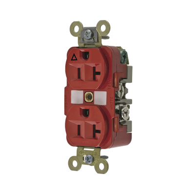 HUBBELL - Contacto Dúplex Conexión a Tierra Aislada/ 20 A 125 V/ 2 polos 3 Hilos/ Color Rojo/ Nema 5- 20R/ Grado Industrial.
