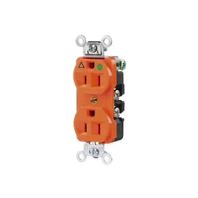 HUBBELL - Contacto Dúplex 15 A 125 V 2 Polos, 3 Hilos Color Naranja (Nema 5-15R). Grado Hospital.