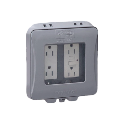 HUBBELL - Cubierta Impermeable/ 2 Unidades/ Vertical/ Servicio Pesado/ Expandible/ Color Gris.