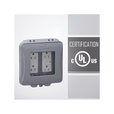 HUBBELL - Cubierta Impermeable/ 2 Unidades/ Vertical/ Servicio Pesado/ Expandible/ Color Gris.