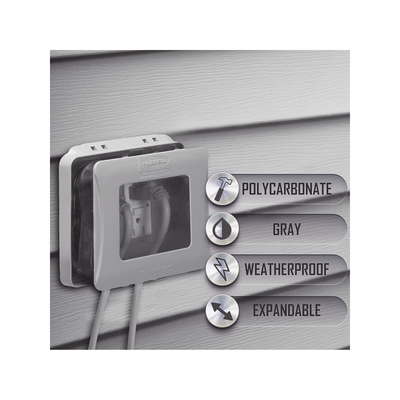 HUBBELL - Cubierta Impermeable/ 2 Unidades/ Vertical/ Servicio Pesado/ Expandible/ Color Gris.