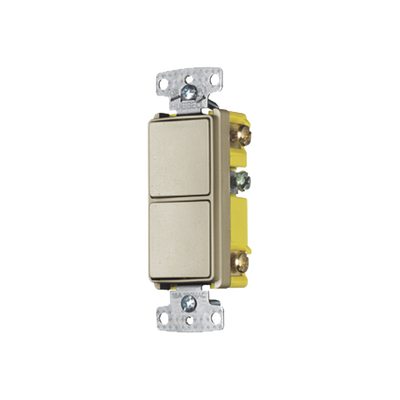 HUBBELL - Interruptor Residencial 15 A 120-277 V / 2 Bases Unipolares / Cableado lateral / Color Marfil.