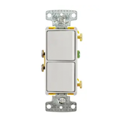 HUBBELL - Interruptor Residencial 15 A 120-277 V, con 2 Bases Unipolares, Cableado lateral, Color Blanco.