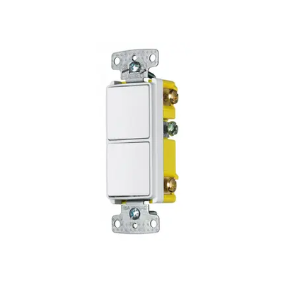 HUBBELL - Interruptor Residencial 15 A 120-277 V, con 2 Bases Unipolares, Cableado lateral, Color Blanco.