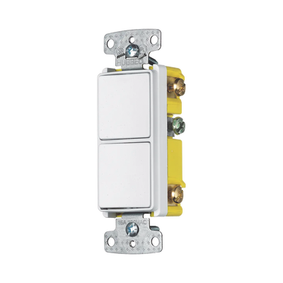 HUBBELL - Interruptor Residencial 15 A 120-277 V, 1 Polo 3 Vías, Cableado lateral, Color Blanco.
