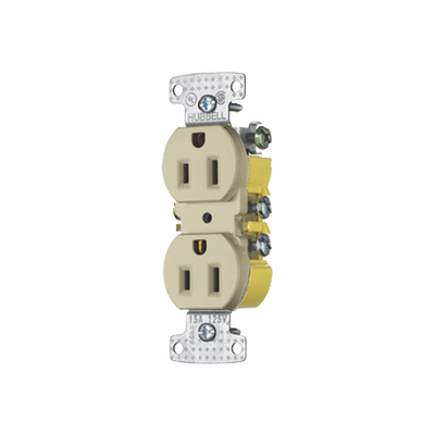 HUBBELL - Contacto Duplex 15A 125V/ 2 Polos 3 Hilos / Cableado posterior y lateral / Nema 5-15R / Color Marfil.