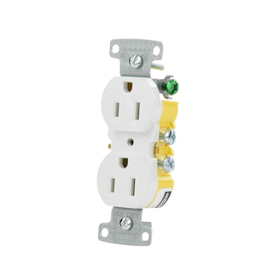 HUBBELL - Contacto Duplex 15A 125V/ 2 Polos 3 Hilos/ Nema 5-15R/ Color Blanco.