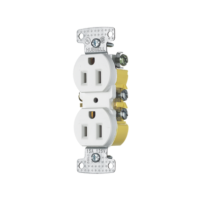 HUBBELL - Contacto Duplex 15A 125V/ 2 Polos 3 Hilos/ Nema 5-15R/ Color Blanco.