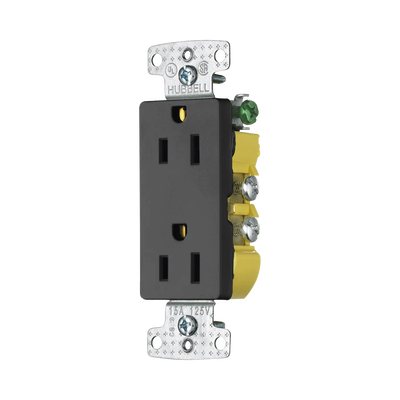 HUBBELL - Contacto Duplex Decorador 15A 125V / 2 Polos 3 Hilos/ Nema5-15R / Color Negro.