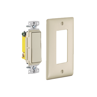 HUBBELL - Interruptor Unipolar Residencial 15 A 120-277 V / Cableado Lateral y Trasero / Color Marfil.