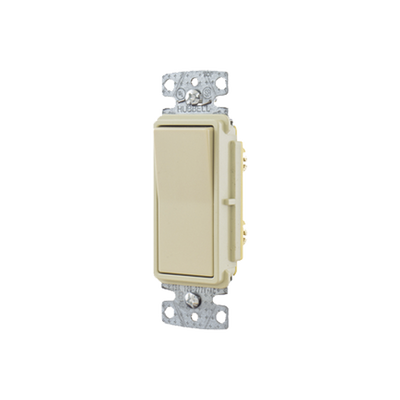 HUBBELL - Interruptor Unipolar Residencial 15 A 120-277 V / Cableado Lateral y Trasero / Color Marfil.