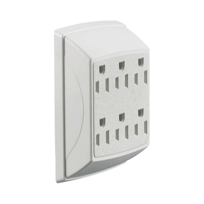 HUBBELL - Multicontacto Dúplex con 6 Salidas/ 15 A 125 V CA/ 2 Polos 3 Hilos / Color Blanco.