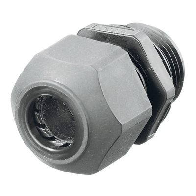 HUBBELL - Conector de cable, estilo europeo para conductores de 0.18" a .31", para conduit 3/8", gris.