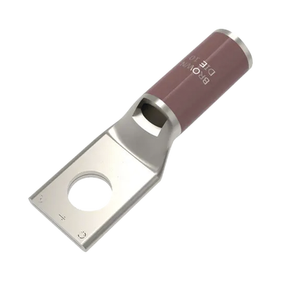 HUBBELL BURNDY - Zapata Terminal de Compresión BURNDY Cañón Corto para Tornillo de 3/8" y Calibre 2 AWG.