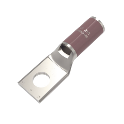 HUBBELL BURNDY - Zapata Terminal de Compresión de Cobre Electrolítico Estañado de Cañón Corto para Tornillo de 1/2" y Calibre 2 AWG.