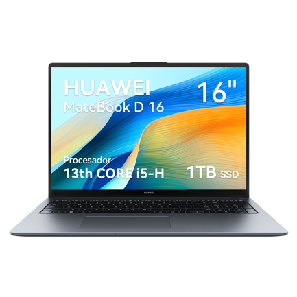 HUAWEI - Laptop Huawei Matebook D16 16" Core i9 13900H 16GB 1TB SSD Intel Iris Xe USB-C HDMI FREE DOS (sin sistema)