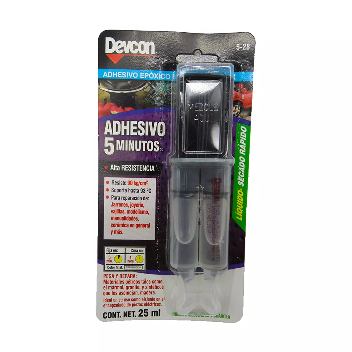 Adhesivo Epoxico En Jeringa 25 Ml (0.84 Oz) Transparente 5 Minutos