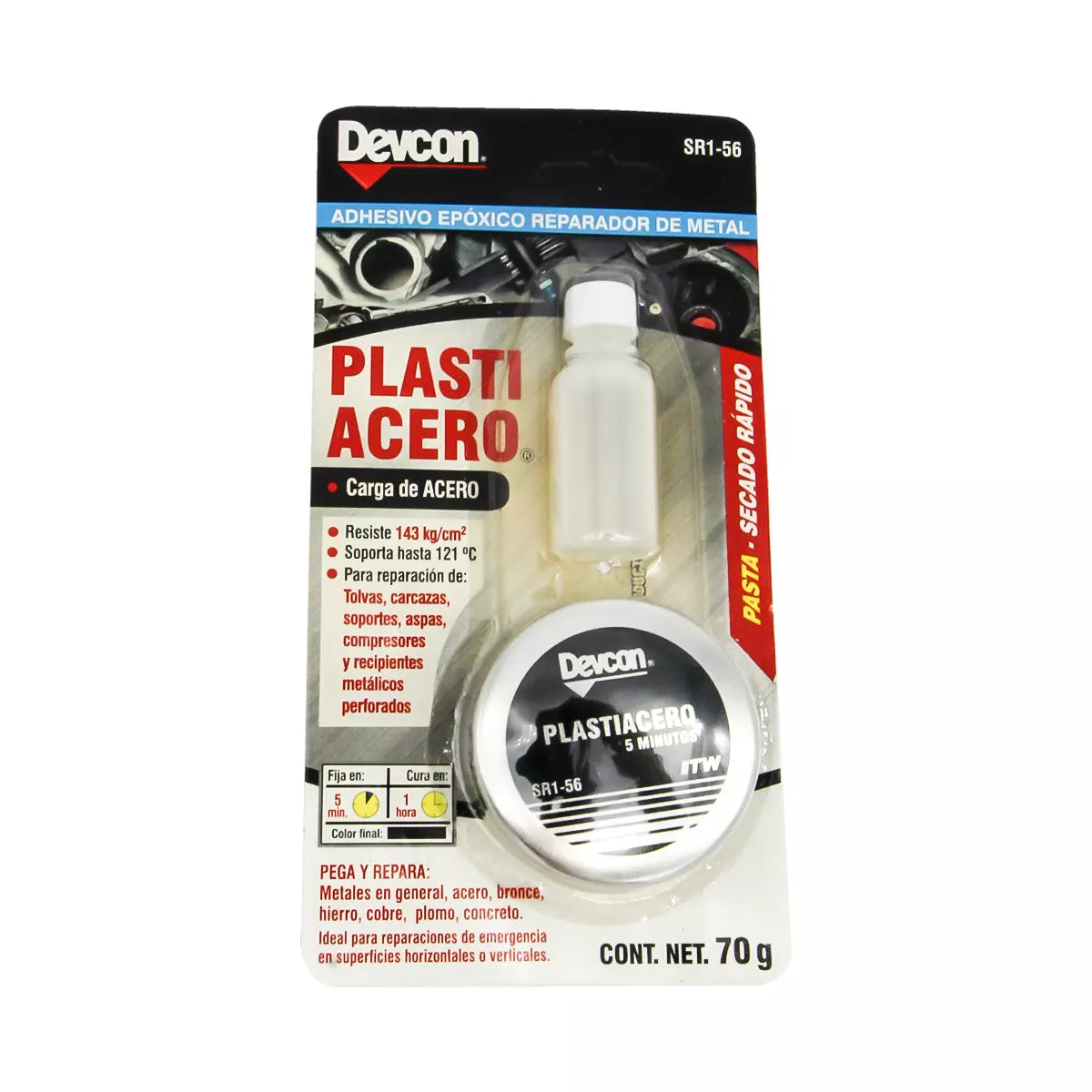 Plastiacero Pasta Lata 70 Gr (02.46 Oz) Rapido