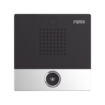FANVIL - Mini Intercomunicador para hotelería y hospitales, con diseño elegante, PoE, 1 botón, 1 relevador integrado de salida y entrada.