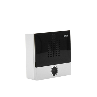 FANVIL - Mini Intercomunicador para hotelería y hospitales, con diseño elegante, PoE, 1 botón, 1 relevador integrado de salida y entrada.