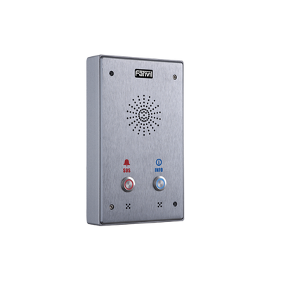 FANVIL - Intercomunicador IP, 2 líneas SIP, 2 relevadores con 2 botónes para llamada, anti-vandálico, IP65 e IK10, PoE