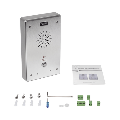 FANVIL - Intercomunicador IP, 2 líneas SIP, 2 relevadores con 2 botónes para llamada, anti-vandálico, IP65 e IK10, PoE