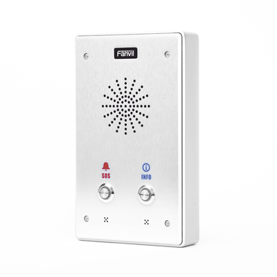 FANVIL - Intercomunicador IP, 2 líneas SIP, 2 relevadores con 2 botónes para llamada, anti-vandálico, IP65 e IK10, PoE