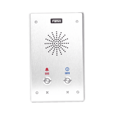 FANVIL - Intercomunicador IP, 2 líneas SIP, 2 relevadores con 2 botónes para llamada, anti-vandálico, IP65 e IK10, PoE