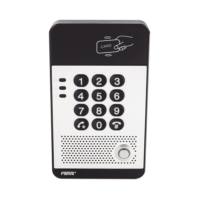 FANVIL - Audio Portero IP con 2 líneas SIP, relevador integrado, teclado numérico y lectora de tarjetas RFID para control de acceso, PoE