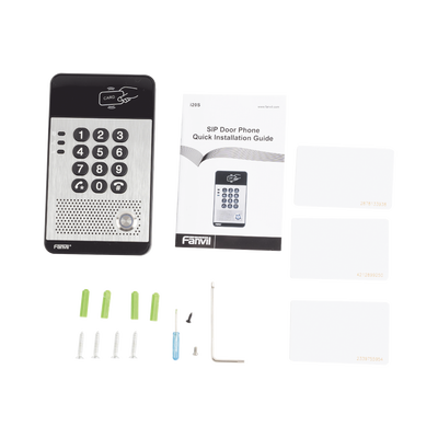 FANVIL - Audio Portero IP con 2 líneas SIP, relevador integrado, teclado numérico y lectora de tarjetas RFID para control de acceso, PoE