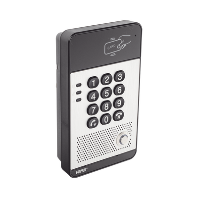 FANVIL - Audio Portero IP con 2 líneas SIP, relevador integrado, teclado numérico y lectora de tarjetas RFID para control de acceso, PoE