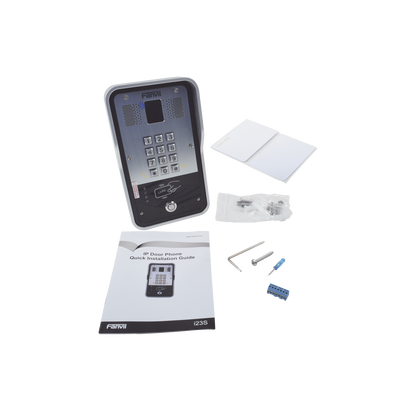 FANVIL - Audio Portero IP  2 líneas SIP con relevador integrado, Lector RFID para acceso por clave numérica, tarjeta o llamada remota, PoE