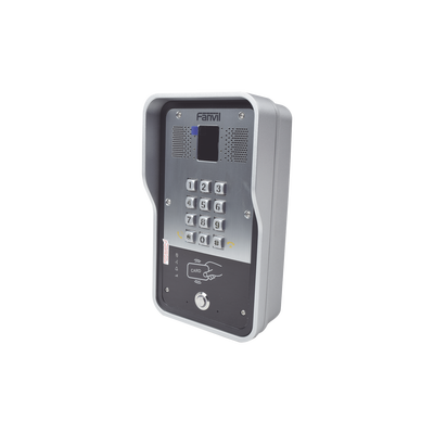 FANVIL - Audio Portero IP  2 líneas SIP con relevador integrado, Lector RFID para acceso por clave numérica, tarjeta o llamada remota, PoE