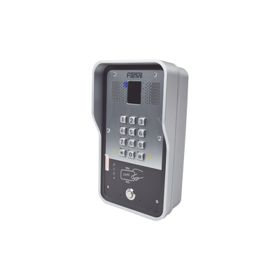 FANVIL - Audio Portero IP  2 líneas SIP con relevador integrado, Lector RFID para acceso por clave numérica, tarjeta o llamada remota, PoE