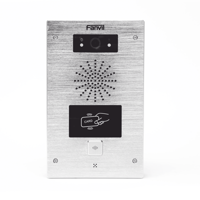 FANVIL - Video portero IP, 2 líneas SIP, 2 relevadores, lector de tarjeta RFID, Compatible con NVR Hikvision por Onvif, con botón para llamada, anti-vandálico, PoE, IP65 e IK10, PoE