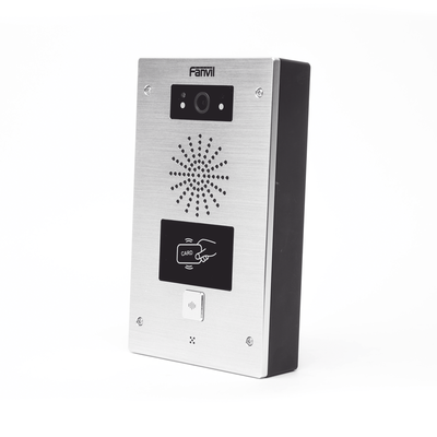 FANVIL - Video portero IP, 2 líneas SIP, 2 relevadores, lector de tarjeta RFID, Compatible con NVR Hikvision por Onvif, con botón para llamada, anti-vandálico, PoE, IP65 e IK10, PoE