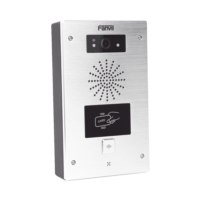 FANVIL - Video portero IP, 2 líneas SIP, 2 relevadores, lector de tarjeta RFID, Compatible con NVR Hikvision por Onvif, con botón para llamada, anti-vandálico, PoE, IP65 e IK10, PoE