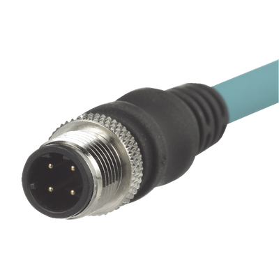 PANDUIT - Cable de Conexión IndustrialNet Cat5e, Con Conector Recto M12 D-Code Macho en Ambos Extremos, Blindado S/FTP, Forro TPO, Color Azul Cerceta, 1 Metro