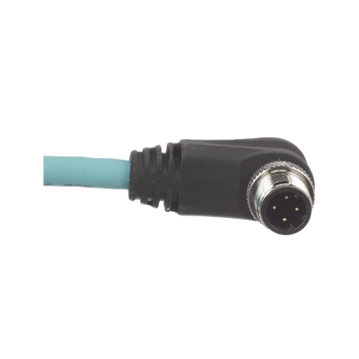 PANDUIT - Cable de Conexión IndustrialNet Cat5e, de M12 D-Code Macho Recto a M12 D-Code Macho Angulado, Blindado S/FTP, Forro TPO, Color Azul Cerceta, 1 Metro