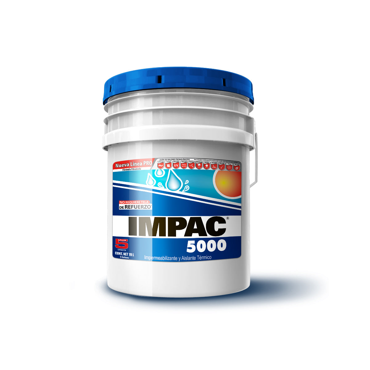 Impermeabilizante fibratado 5 años REFLECT TOP PLUS blanco18 L.