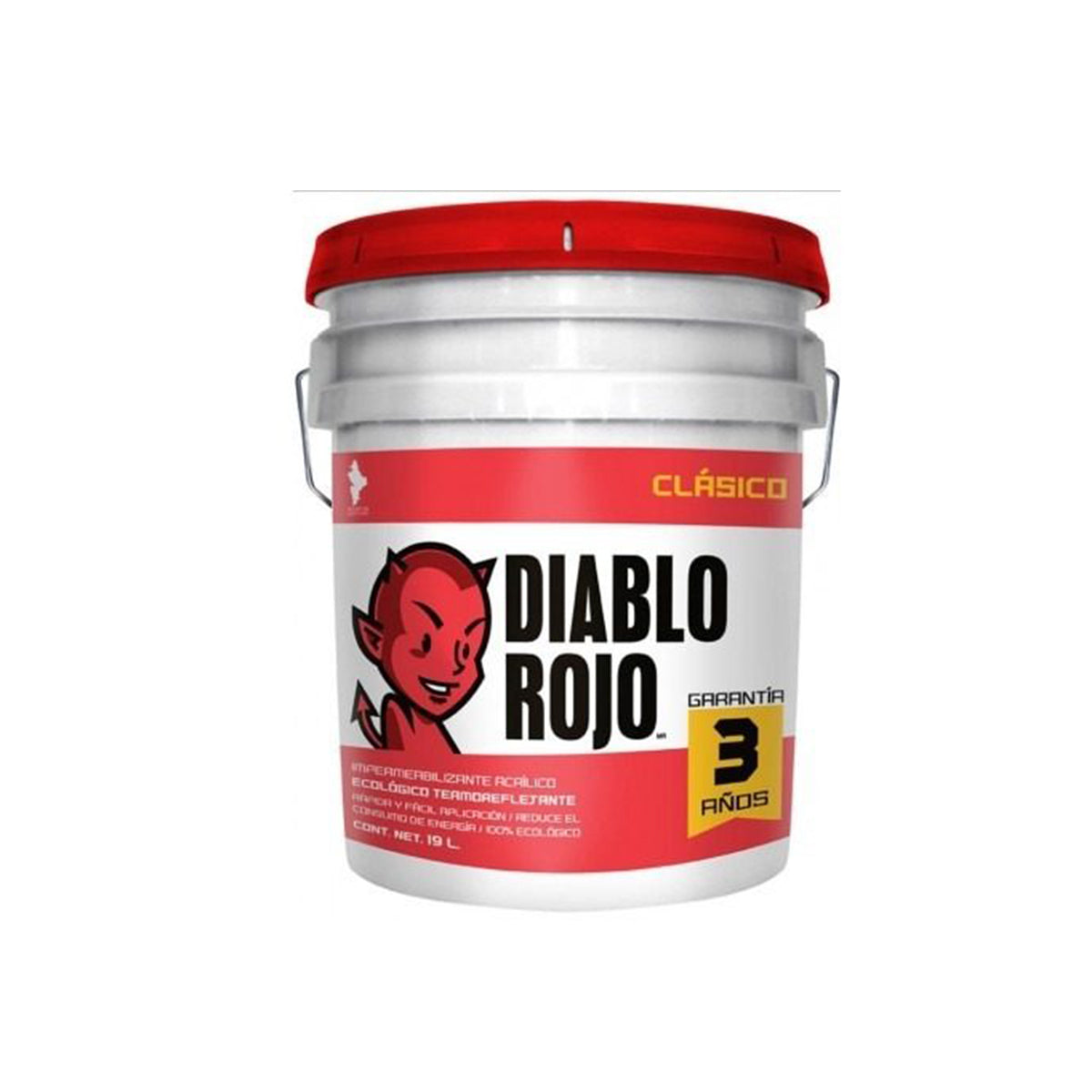 Impermeabilizante 5 años DIABLO ROJO blanco cubeta 19 L.
