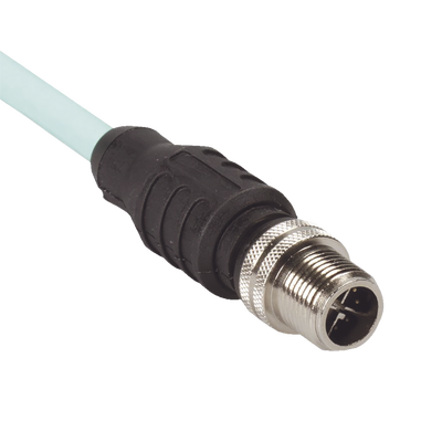 PANDUIT - Cable de Conexión IndustrialNet Cat6A, Con Conector Recto M12 X-Code Macho en Ambos Extremos, Blindado SF/UTP, Forro TPO, Color Azul Cerceta, 1 Metro
