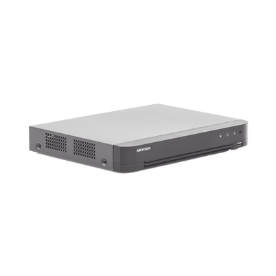 HIKVISION - (ACUSENSE / Evita Falsas Alarmas) DVR 4 Megapixel / 4 Canales TURBOHD + 2 Canales IP / 1 Bahía de Disco Duro / 1 Canal de Audio