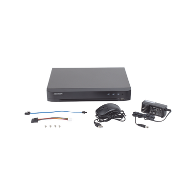 HIKVISION - DVR 4 Canales TurboHD + 2 Canales IP / 5 Megapixel Lite - 3K Lite / Acusense (Evista falsas alarmas) / Audio por Coaxitron / 1 Bahía de Disco Duro / Salida de Video en Full HD